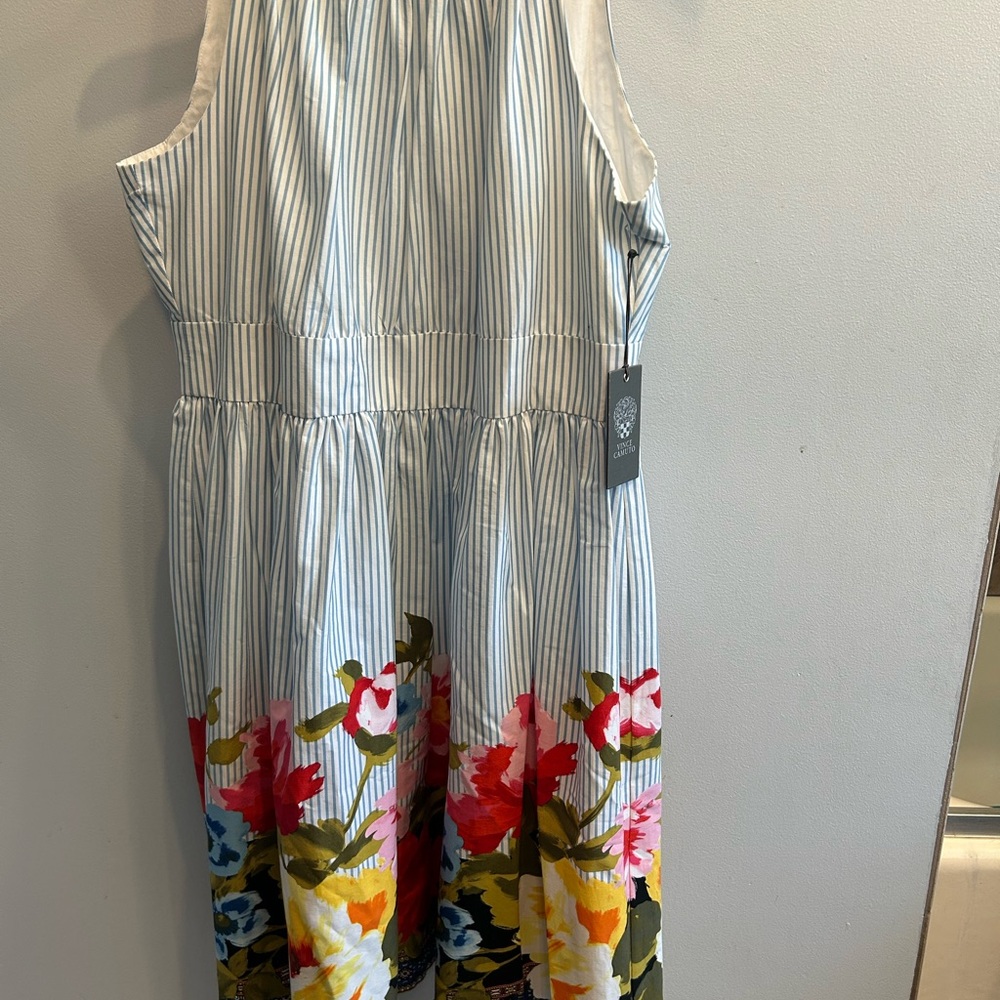 Vince Camuto Blue Scoop Neck Sleeveless Midi Sundress